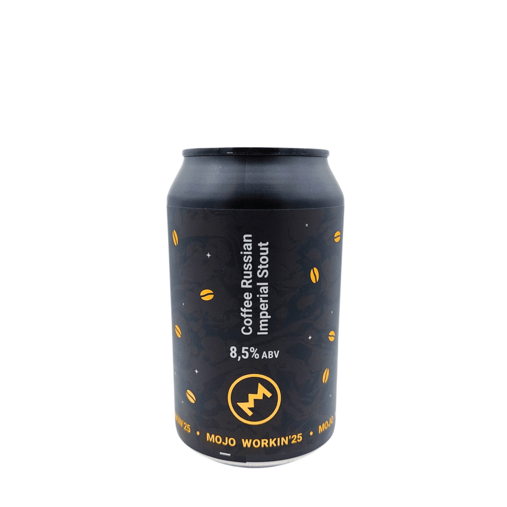 Coffee Russian Imperial Stout met zwart, wit en goud etiket