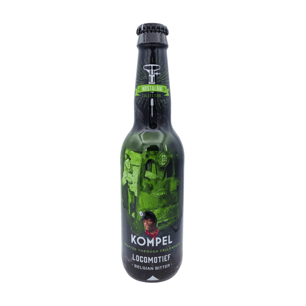 Kompel Locomotief Batch 15 blond bier met groen, wit en zwart label