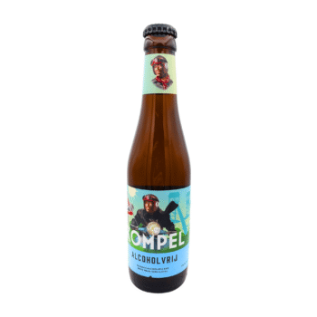 Kompel Alcoholvrij bierfles met lichtblauw en groen label