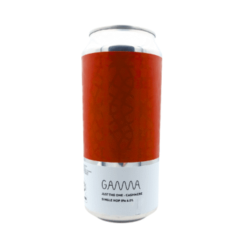 Just the One Cashmere Hazy IPA wit en donkerrood label