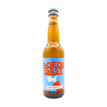 Goede Gast blond bier lichtblauw rood wit label