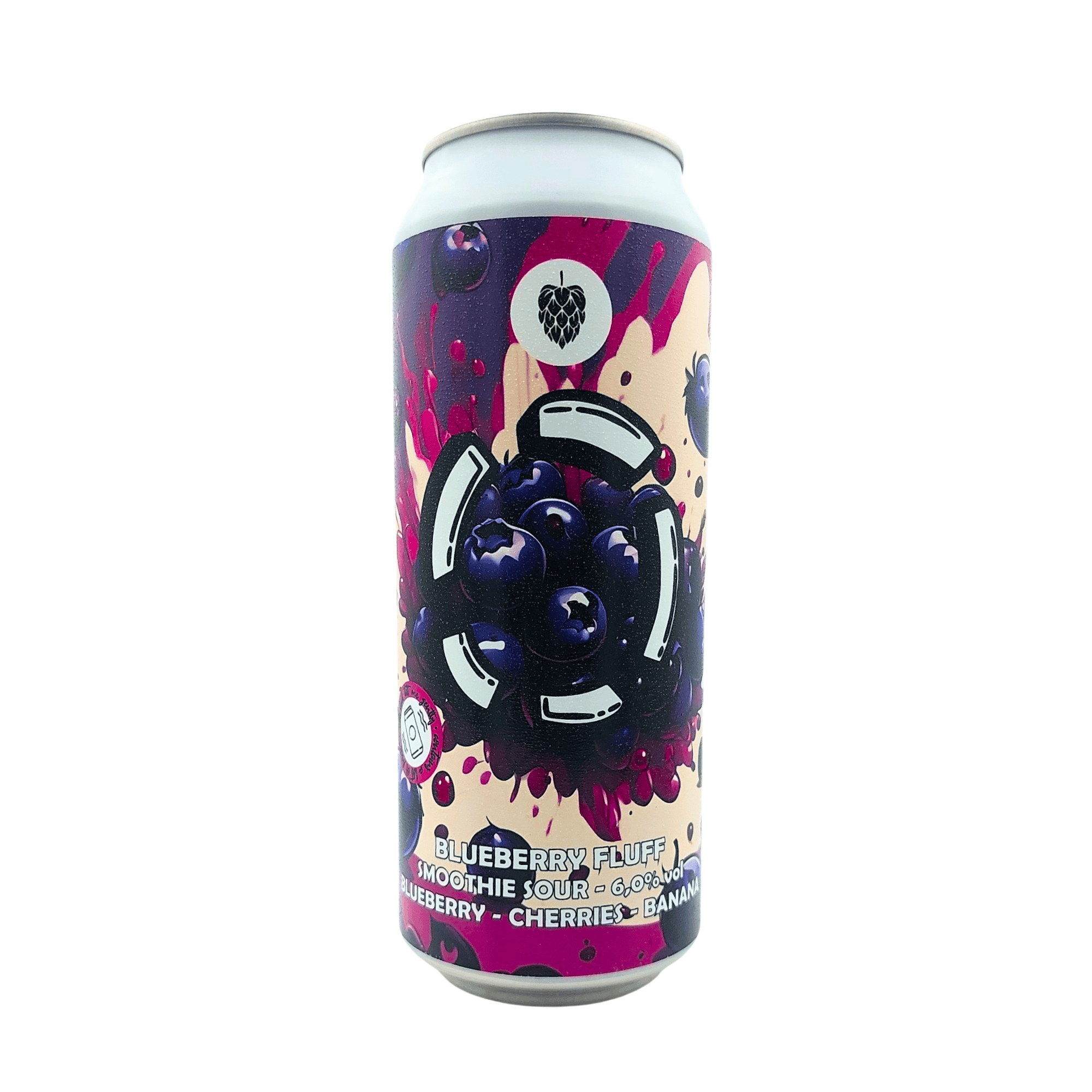 Blueberry Fluff smoothie sour roze donkerblauw crème label