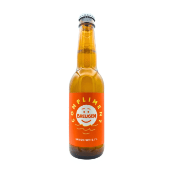 Compliment saison witbier oranje lichtgeel wit label