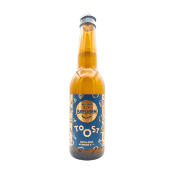 Toost wijnbier donkerblauw brons label