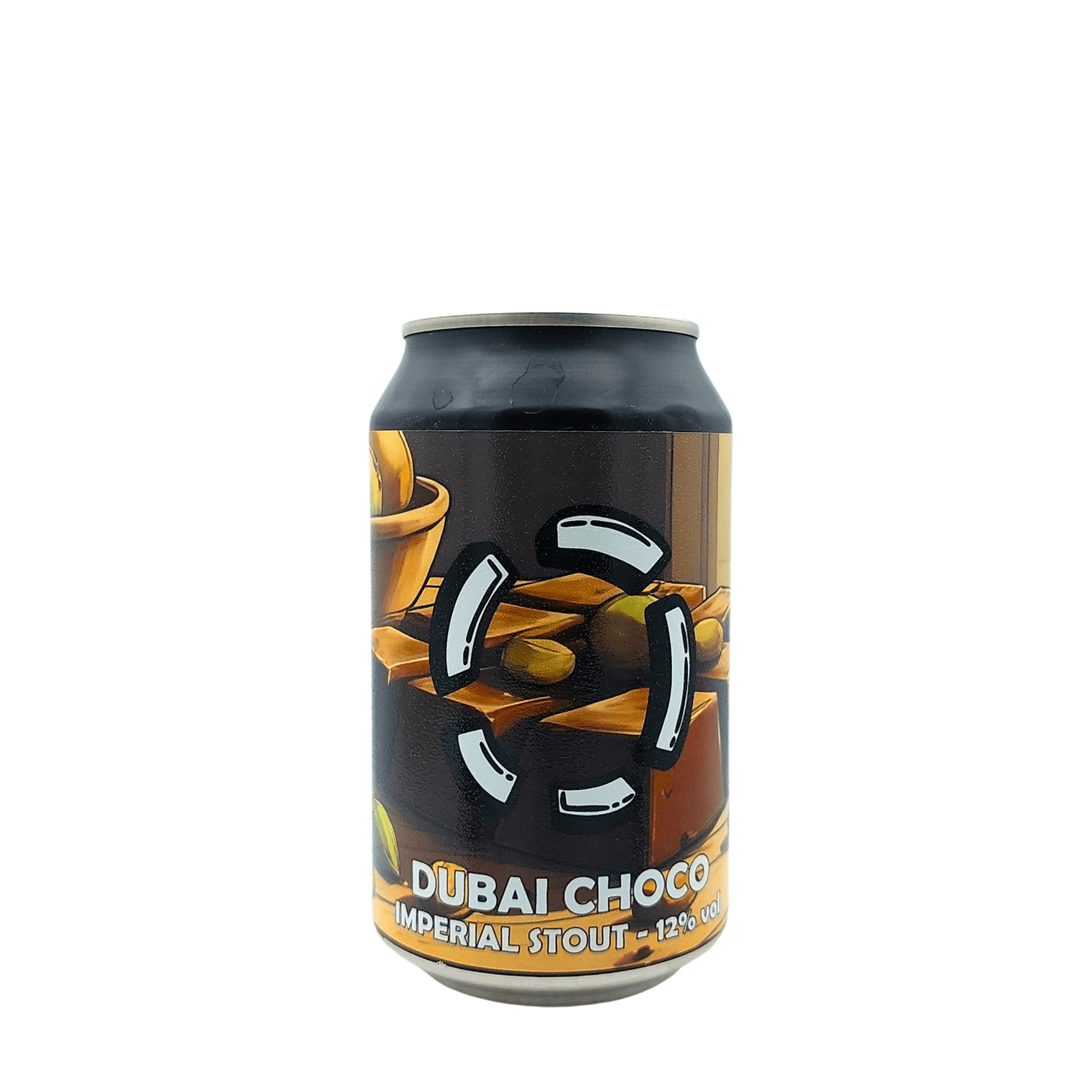Dubai Choco imperial stout in drie tinten bruin label