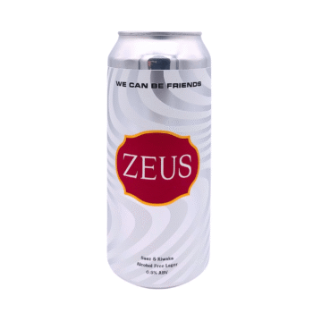 Zeus alcoholvrije lager rood geel wit label hoppig bier