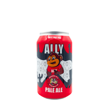 ALLY Pale Ale Almere rood zwart wit label restbrood bier