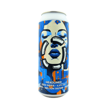 Headliner NEIPA blauw oranje donkerblauw label