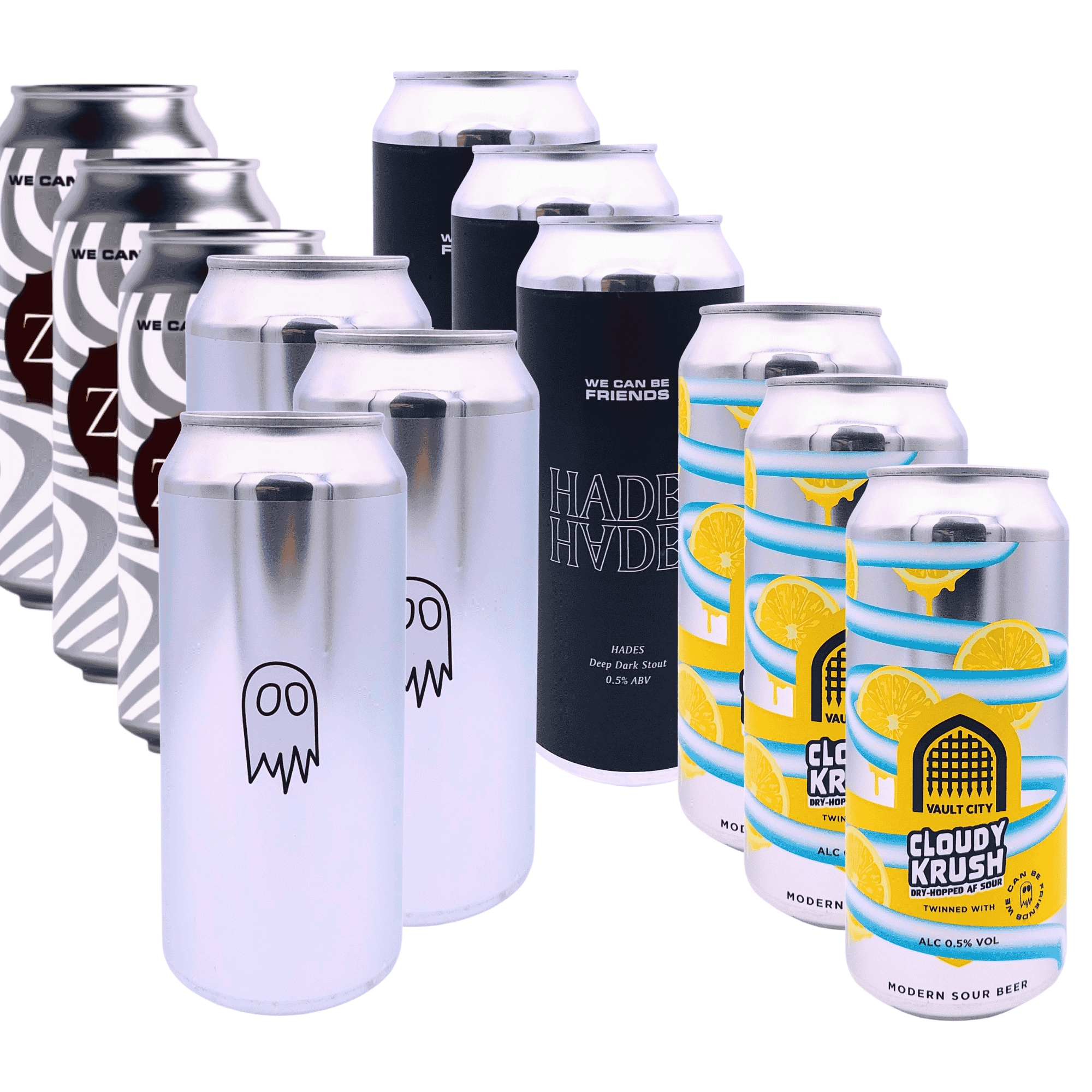 We Can Be Friends non-alcoholic bierpakket met Ghost Zeus Hades en Cloudy Crush blik